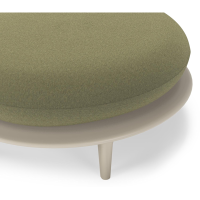 Bomero poef in beige aluminium met heritage leaf all weather sunbrella® luxe kussen