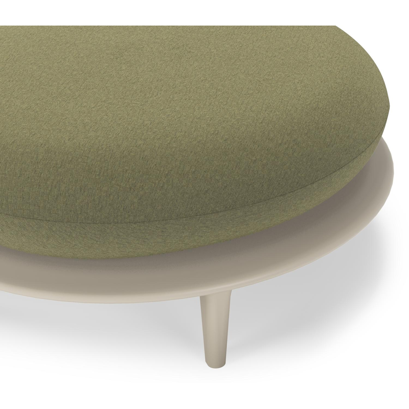 Bomero poef in beige aluminium met heritage leaf all weather sunbrella® luxe kussen