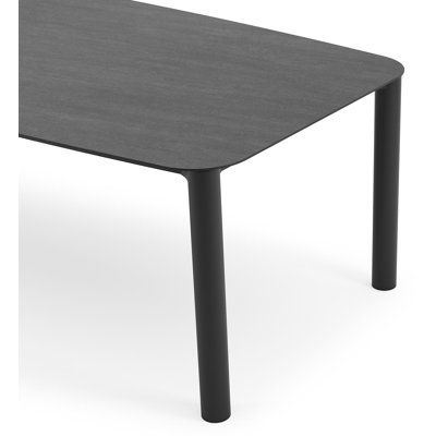 Orso tuintafel bootvorm in zwart aluminium en volkeramiek basalt black - L 255 x B 115 x H 75 cm