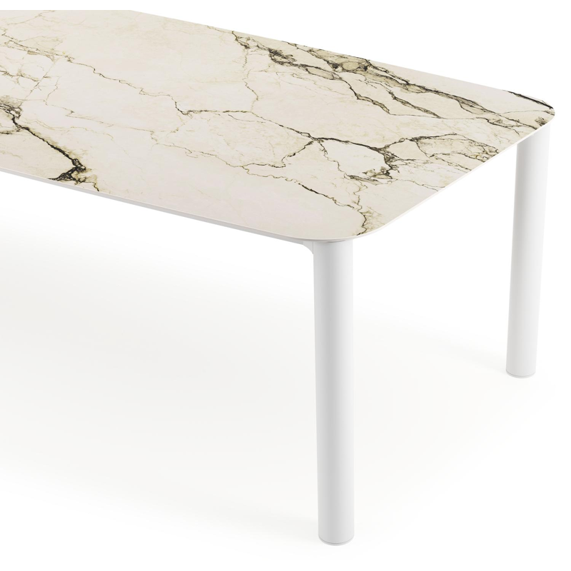 Orso tuintafel bootvorm in wit aluminium en volkeramiek colorado dunes - L 315 x B 115 x H 75 cm