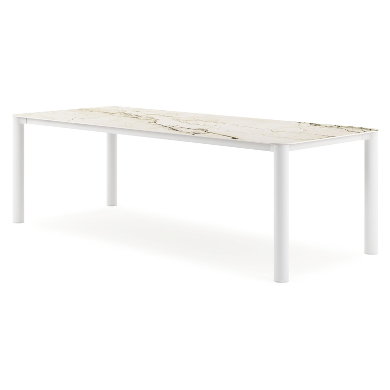 Orso tuintafel rechthoekig afgerond in wit aluminium en volkeramiek colorado dunes - L 240 x B 100 x H 73.5 cm