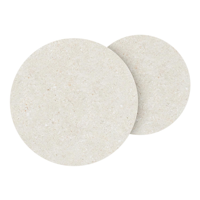 Set van 2 Fano loungetafels in zwart aluminium met volkeramiek Shilin - tafel 1: dia 50 x H 50, tafel 2: dia 40 x H 45 cm