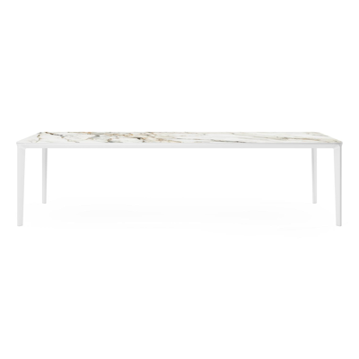 Urbino tuintafel in wit aluminium en volkeramiek calacatta luxe - L 290 x B 110 x H 75 cm