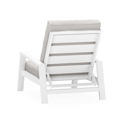 Fauteuil de jardin Veneto en aluminium blanc avec coussins en all weather sunbrella® premium gris