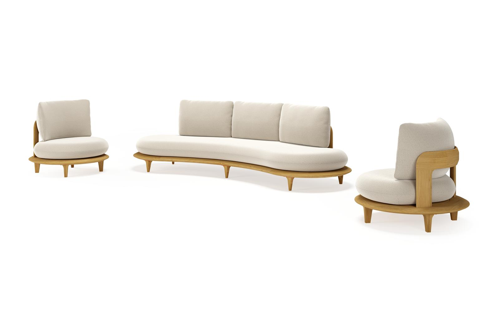 Bomero loungeset in teak met lopi marble all weather sunbrella® luxe kussen