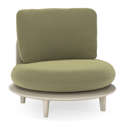 Bomero loungestoel in beige aluminium met heritage leaf all weather sunbrella® luxe kussen