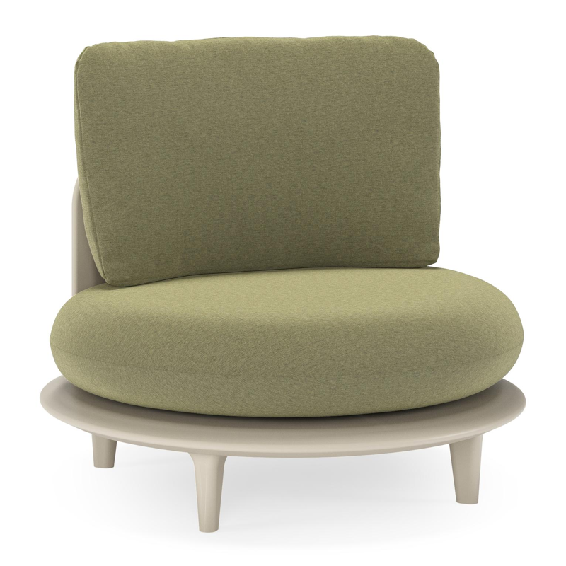 Bomero loungestoel in beige aluminium met heritage leaf all weather sunbrella® luxe kussen