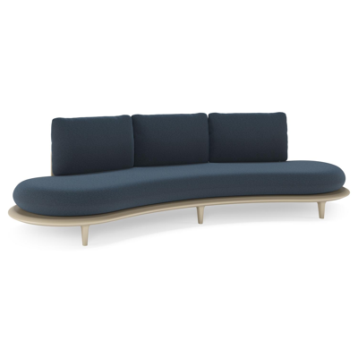 Bomero loungebank in beige aluminium met heritage indigo all weather sunbrella® luxe kussen