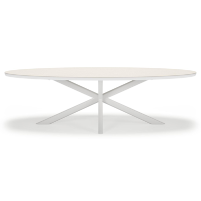 Pamplona tuintafel ovaal in wit aluminium en sintered stone Crema minerale - L 270 x B 120 x H 72 cm