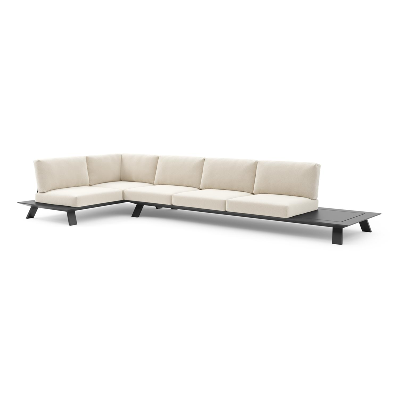 Cesano loungehoek in zwart aluminium met althea off white all weather Cosytica kussen