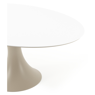 Fano tuintafel ovaal in beige aluminium en volkeramiek Arctic White - L 180 x B 110 x H 75 cm