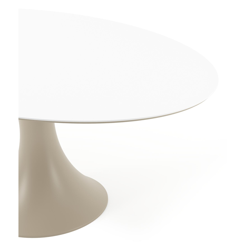 Table de jardin Fano ovale en aluminium beige et céramique pleine Arctic White - Lg. 180 x Lrg. 110 x Haut. 75 cm