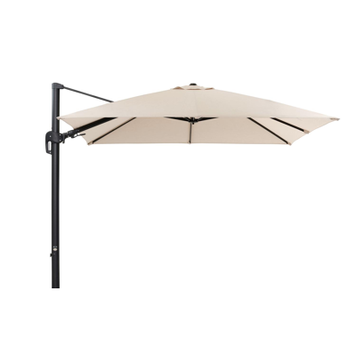 Rufina zweefparasol met tiltfunctie in zwart aluminium met beige all weather sunbrella® premium parasoldoek - L1 300 x L2 300 cm (zonder voet)