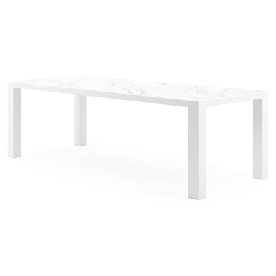 Nano tuintafel in wit aluminium en volkeramiek calacatta - L 240 x B 100 x H 75 cm