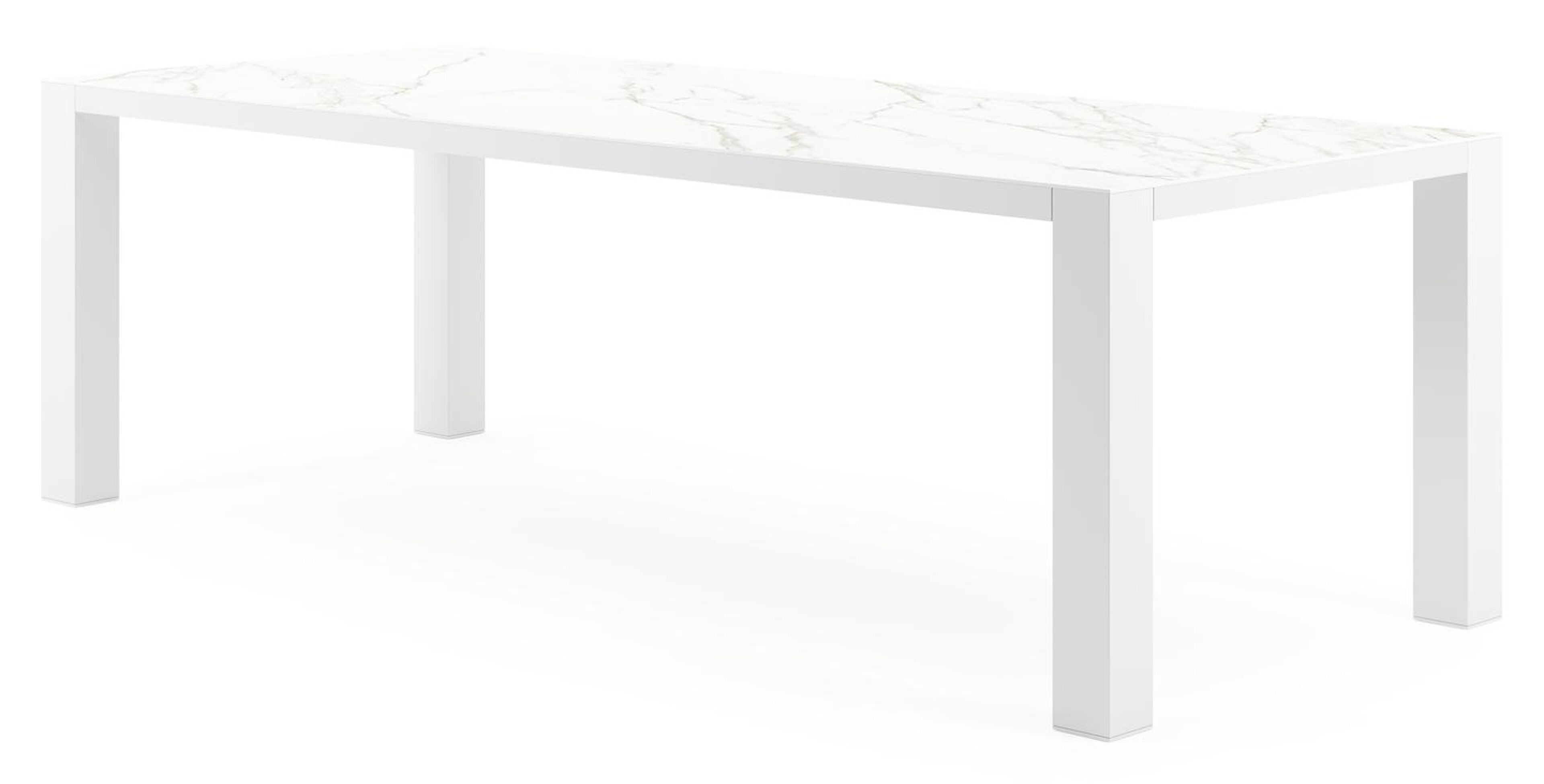 Nano tuintafel rechthoekig in wit aluminium en volkeramiek calacatta - L 240 x B 100 x H 75 cm