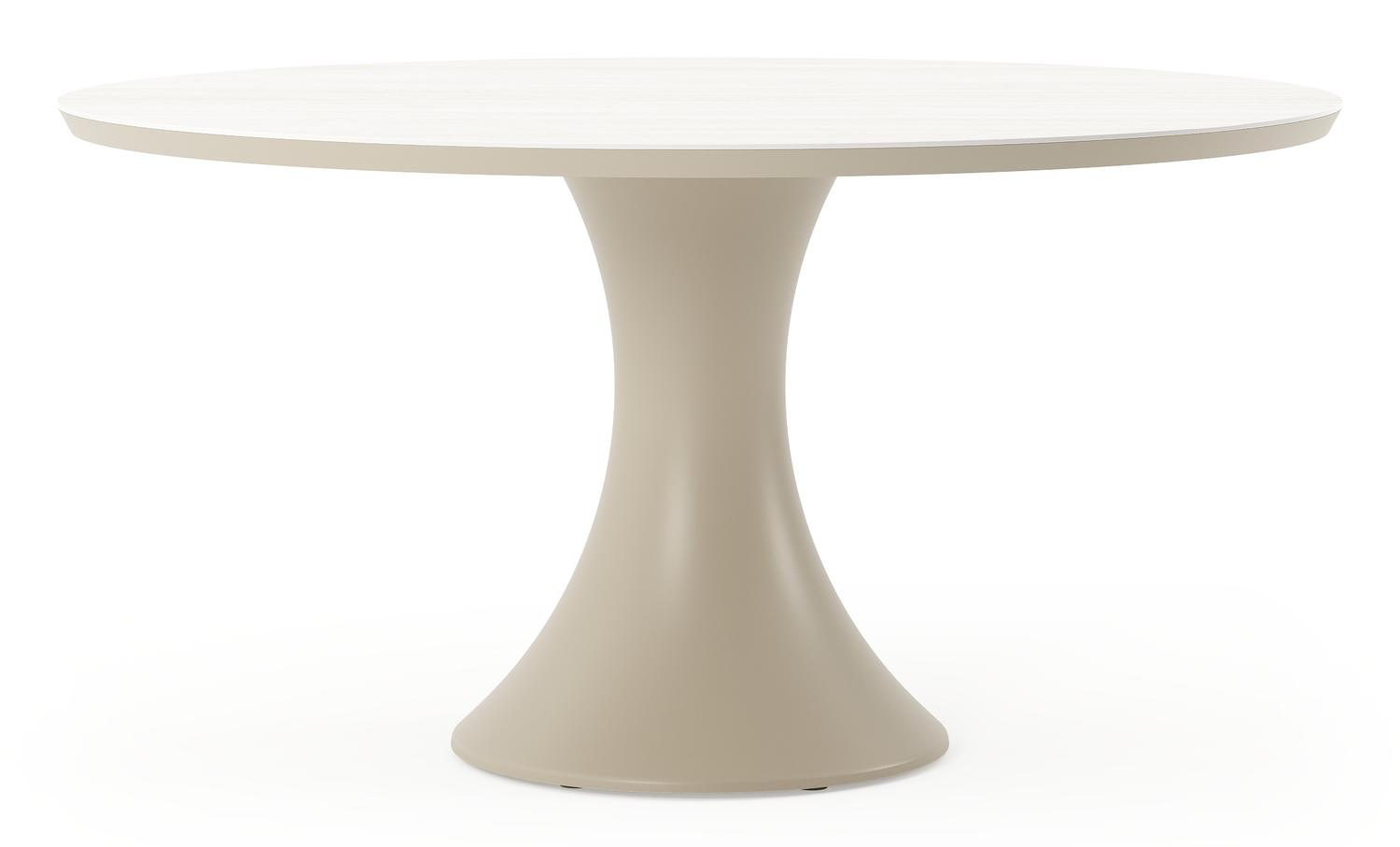 Table de jardin Fano ronde en aluminium beige et céramique pleine Calista Diam. 148 x Haut. 75 cm