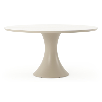 Fano tuintafel rond in beige aluminium en volkeramiek Rapolano dia. 148 cm