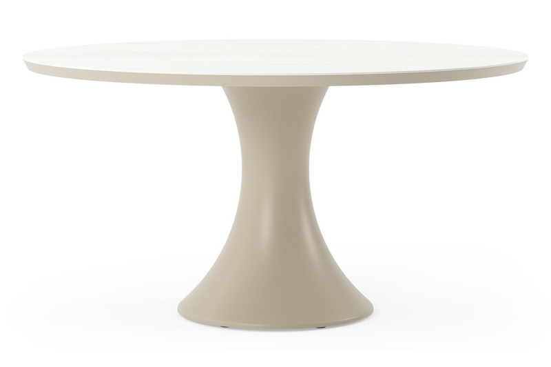 Fano tuintafel rond in beige aluminium en volkeramiek Rapolano dia. 148 cm