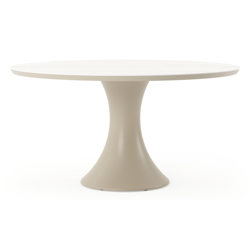Fano tuintafel rond in beige aluminium en volkeramiek Rapolano dia. 148 cm