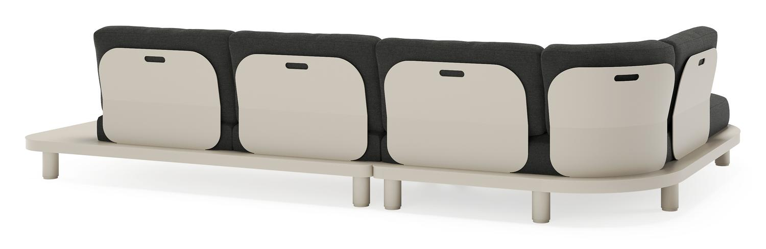 Donato loungehoek in beige aluminium met chartres sooty all weather sunbrella® luxe kussen