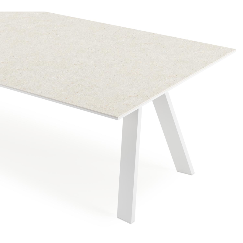 Cesano tuintafel in wit aluminium en volkeramiek shilin - L 280 x B 110 x H 75 cm
