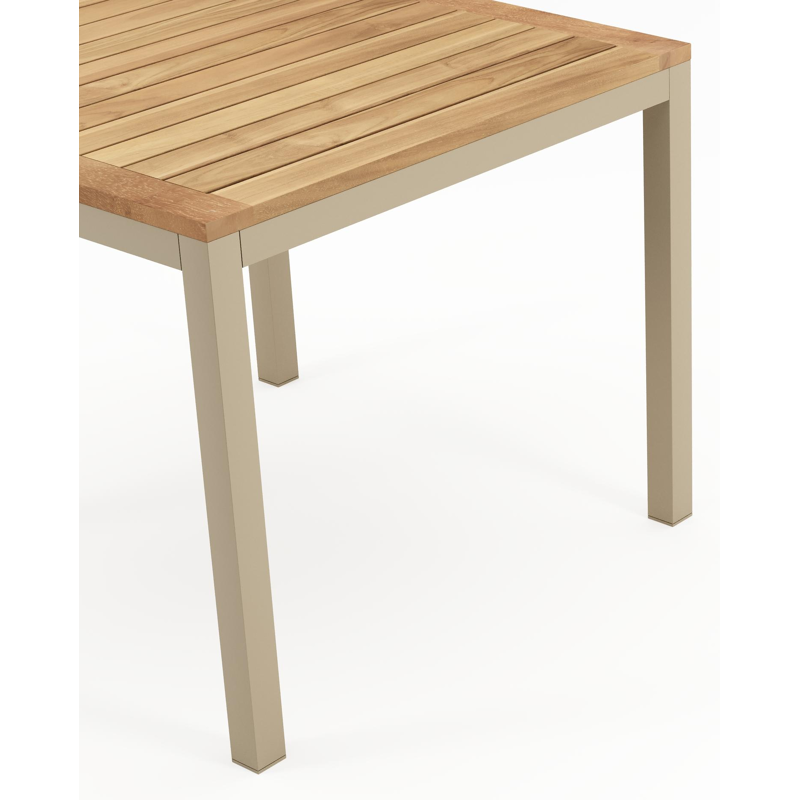 Feltro tuintafel vierkant in beige aluminium en teak Natural Finish - L 92 x B 92 x H 73 cm