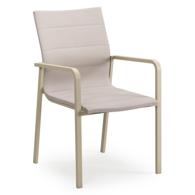 Como stapelbare tuinstoel in beige aluminium en beige dubbele luxe textilene