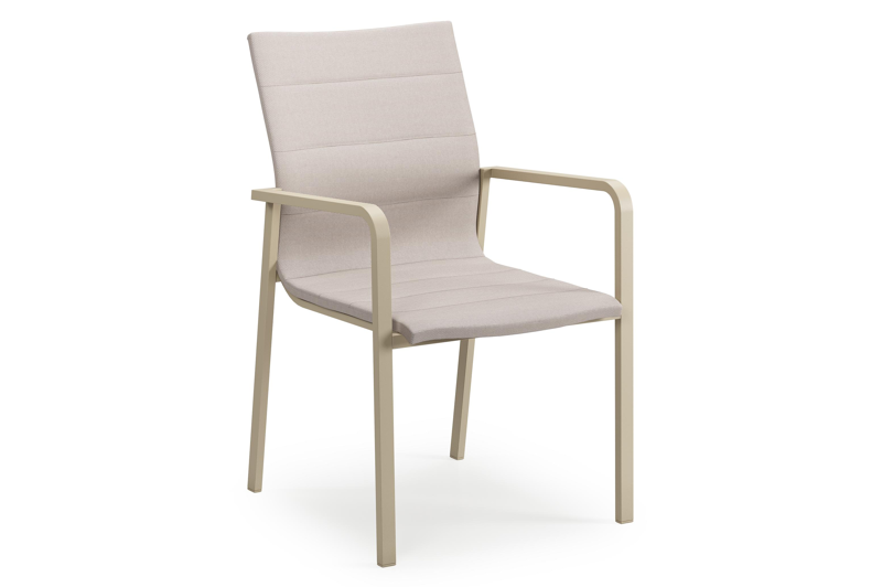 Como stapelbare tuinstoel in beige aluminium en beige dubbele luxe textilene
