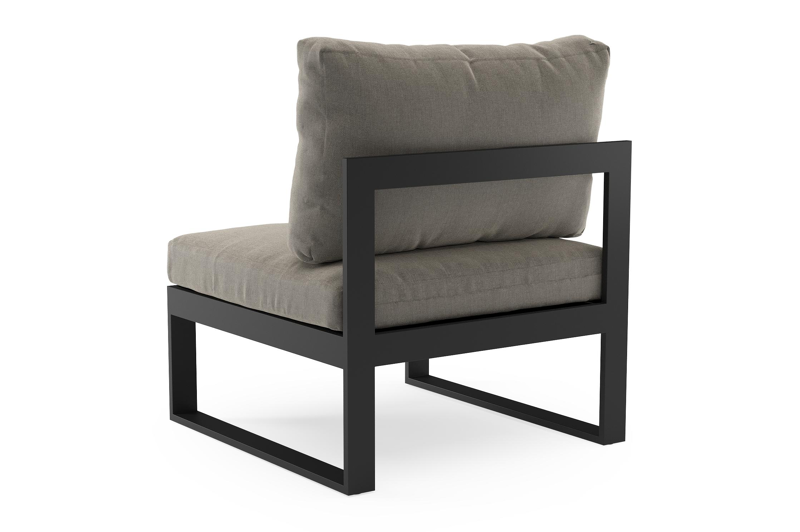 Caldela loungestoel in zwart aluminium met grijs kussen