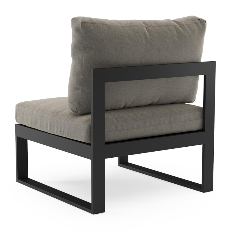 Caldela loungestoel in zwart aluminium met grijs kussen