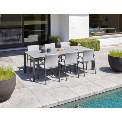 Malito tuintafel in zwart aluminium en volkeramiek aspen grey - L 240 x B 100 x H 75 cm