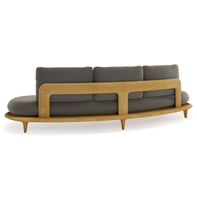 Bomero loungebank in teak met natte carbon beige all weather sunbrella® luxe kussen
