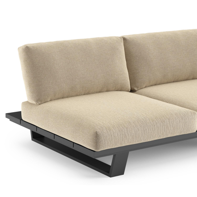 Pagino loungehoek in zwart aluminium met althea camel all weather cosytica kussen