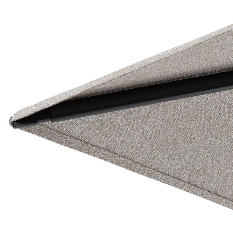Minore zweefparasol met tiltfunctie in zwart aluminium en Tundra Sand All Weather Sunbrella® Luxe parasoldoek - L1 350 x L2: 350 cm met parasolvoet Minore 260 kg met wielen