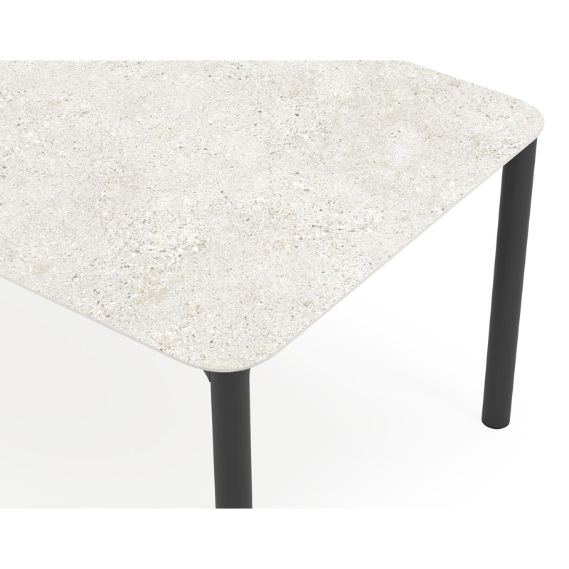Lugano tuintafel rechthoekig afgerond in zwart aluminium en volkeramiek shilin - L 240 x B 100 x H 75 cm
