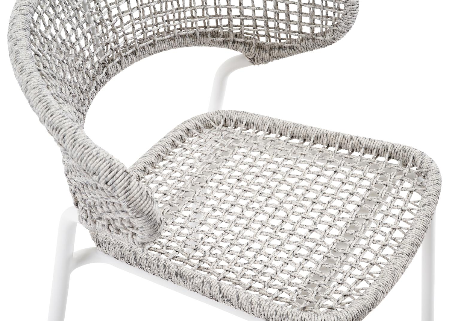 Donato XL stapelbare tuinstoel in wit aluminium en grijs wicker