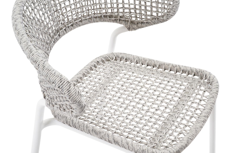 Donato XL stapelbare tuinstoel in wit aluminium en grijs wicker