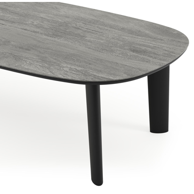 Amico tuintafel bombo in zwart aluminium en volkeramiek Aspen Grey - L 270 x B 125 x H 73.5 cm