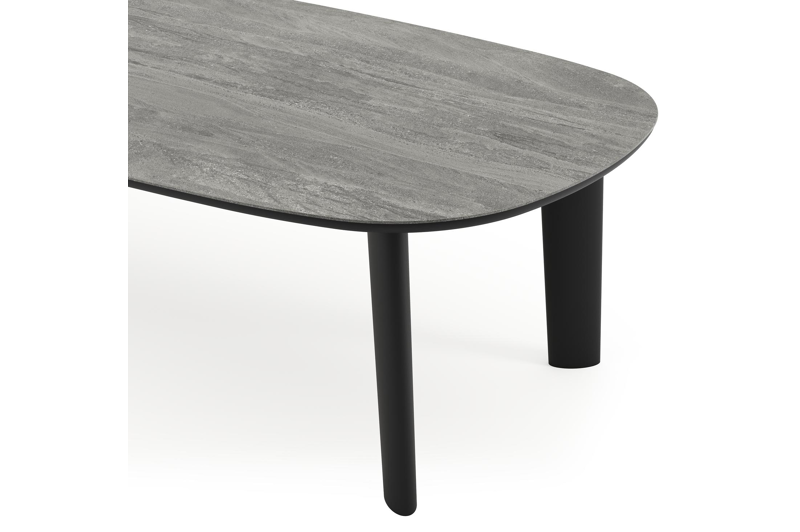 Table de jardin Amico bombo en aluminium noir et céramique pleine Aspen Grey - Lg. 270 x Lrg. 125 x Haut. 73.5 cm