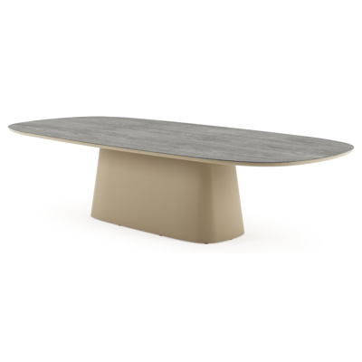 Amico tuintafel bombo xl in beige aluminium en volkeramiek Aspen Grey - L 320 x B 148 x H 73.5 cm