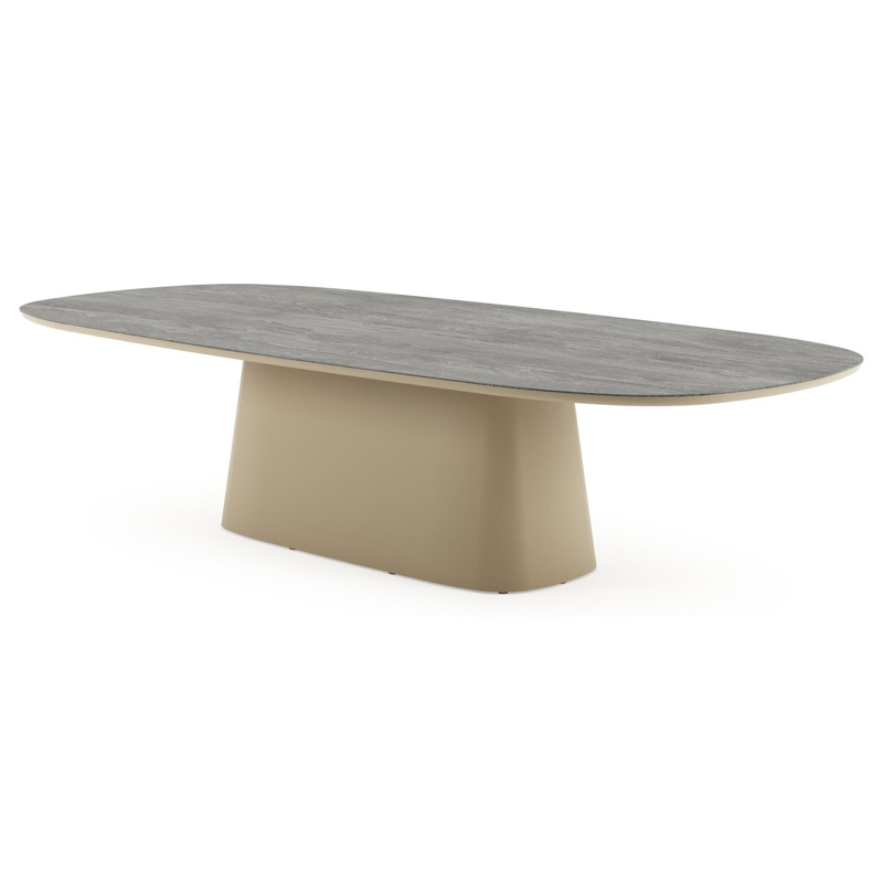 Amico tuintafel bombo xl in beige aluminium en volkeramiek Aspen Grey - L 320 x B 148 x H 73.5 cm