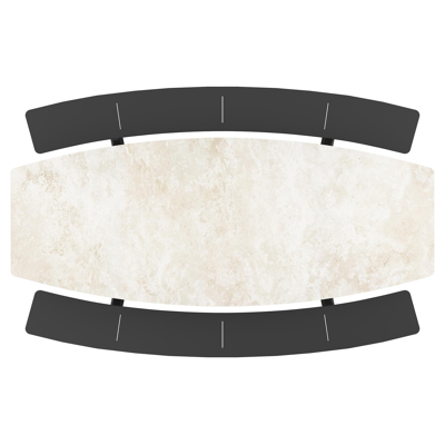 Forno picknicktafel bootvorm in zwart aluminium en volkeramiek Rapolano L 280 x B 192 cm