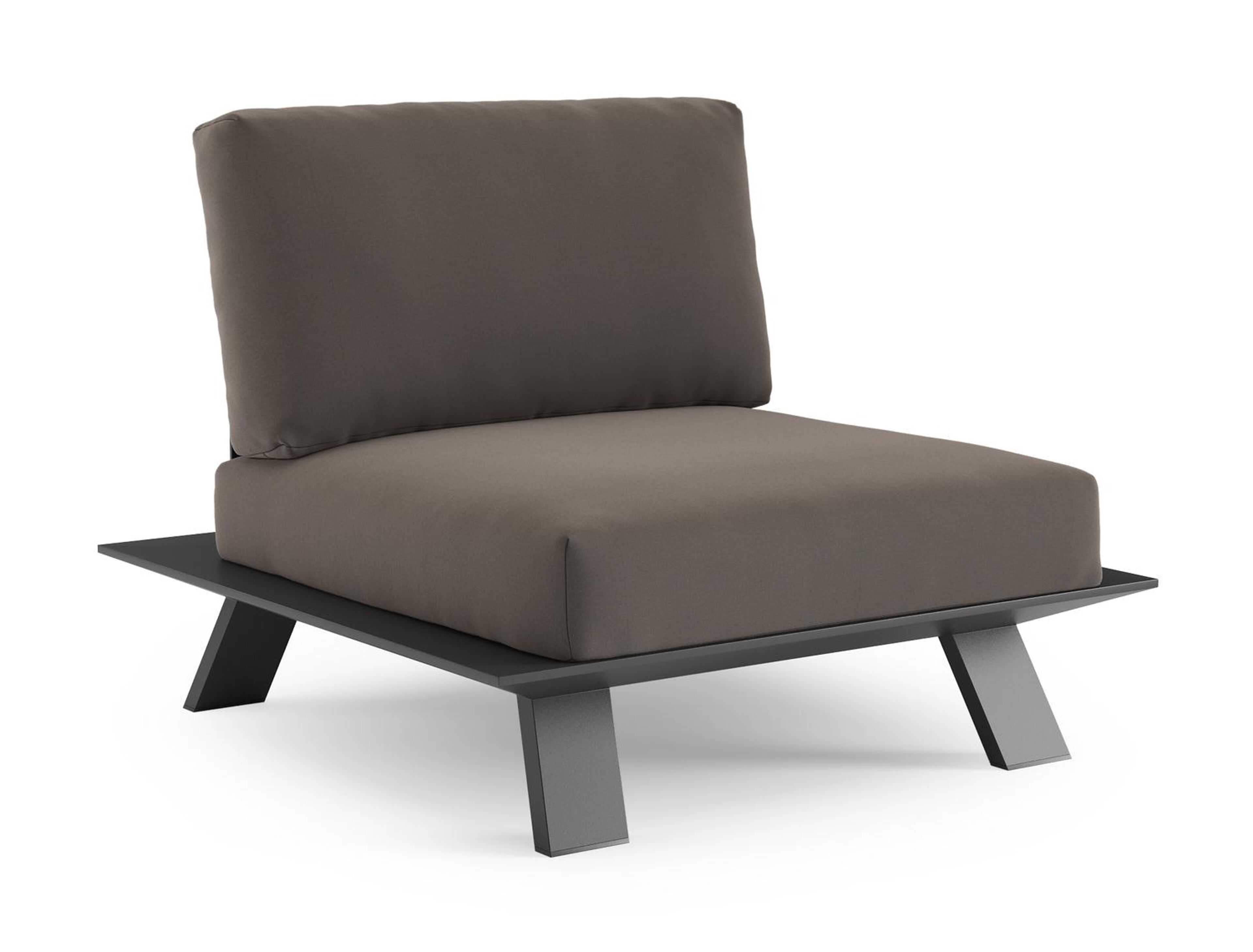 Fauteuil de jardin Cesano en aluminium noir et coussin en all weather Sunbrella® luxe natte nature grey