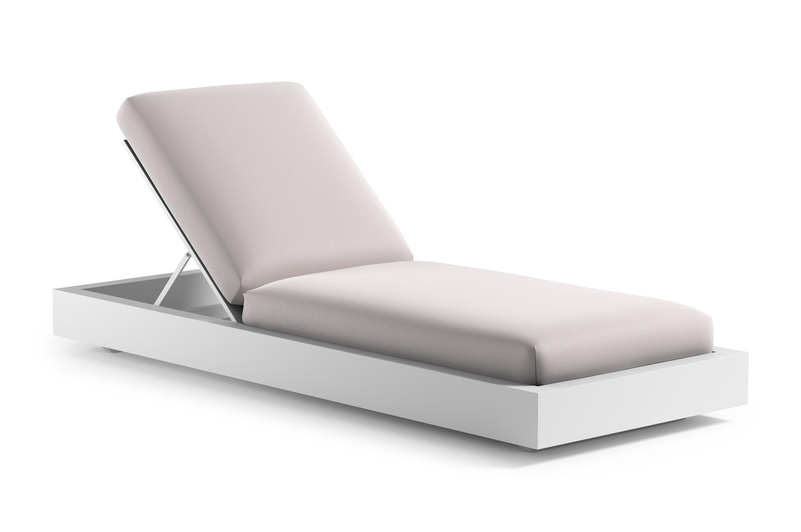 Como verstelbaar ligbed in wit aluminium met savane whisper all weather Sunbrella® luxe kussen