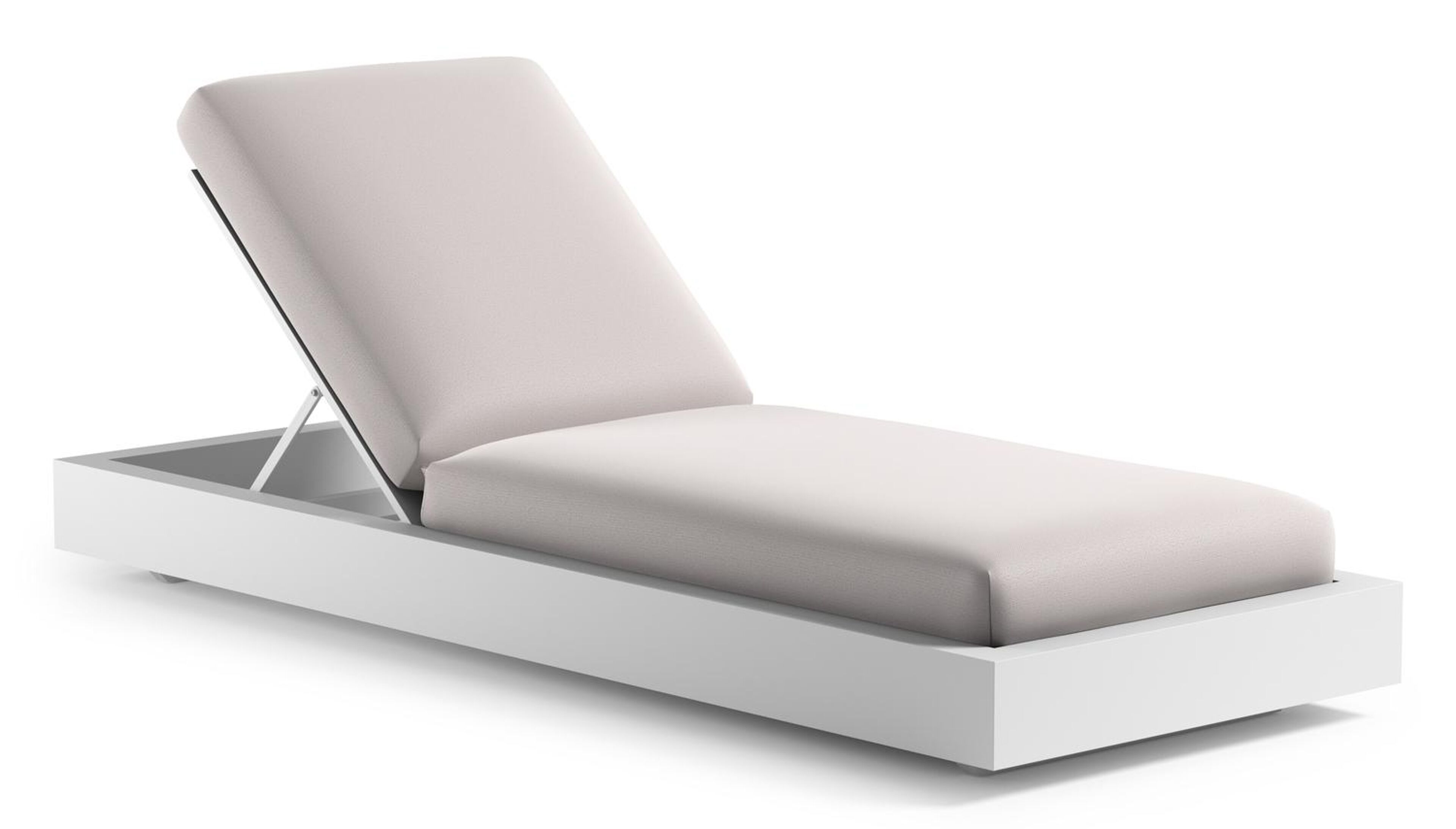 Como verstelbaar ligbed in wit aluminium met savane whisper all weather Sunbrella® luxe kussen