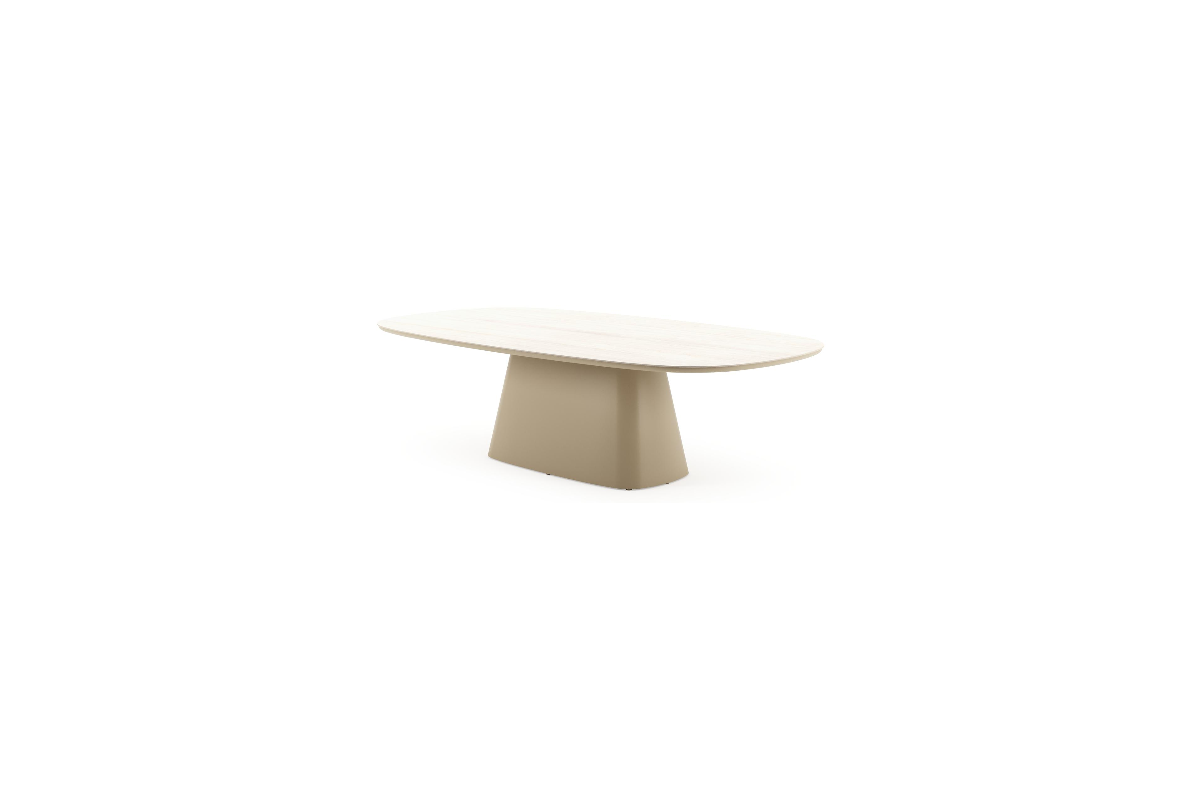 Table de jardin Amico bombo xl en aluminium beige et céramique pleine Travertino Bianco - Lg. 270 x Lrg. 148 x Haut. 73.5 cm