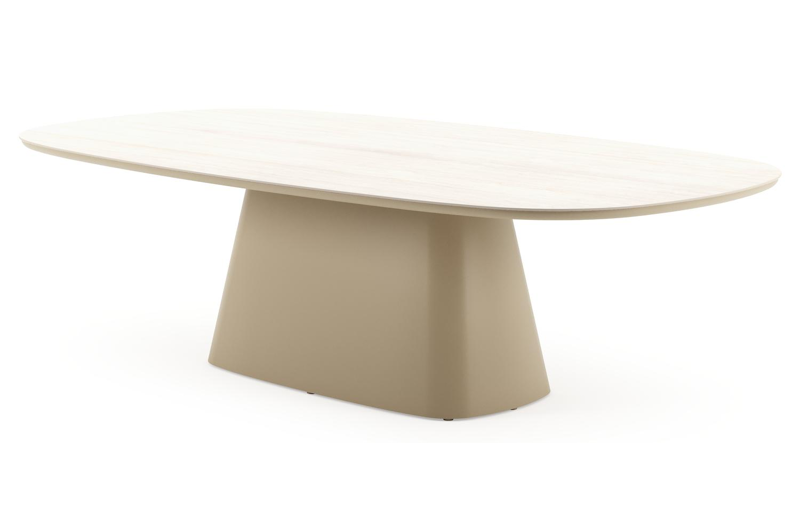 Amico tuintafel bombo xl in beige aluminium en volkeramiek Travertino Bianco - L 270 x B 148 x H 73.5 cm