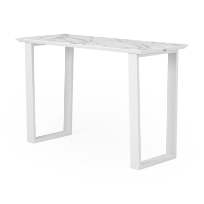 Pagino bartafel in wit aluminium en volkeramiek calacatta - L 170 x B 70 x H 106 cm