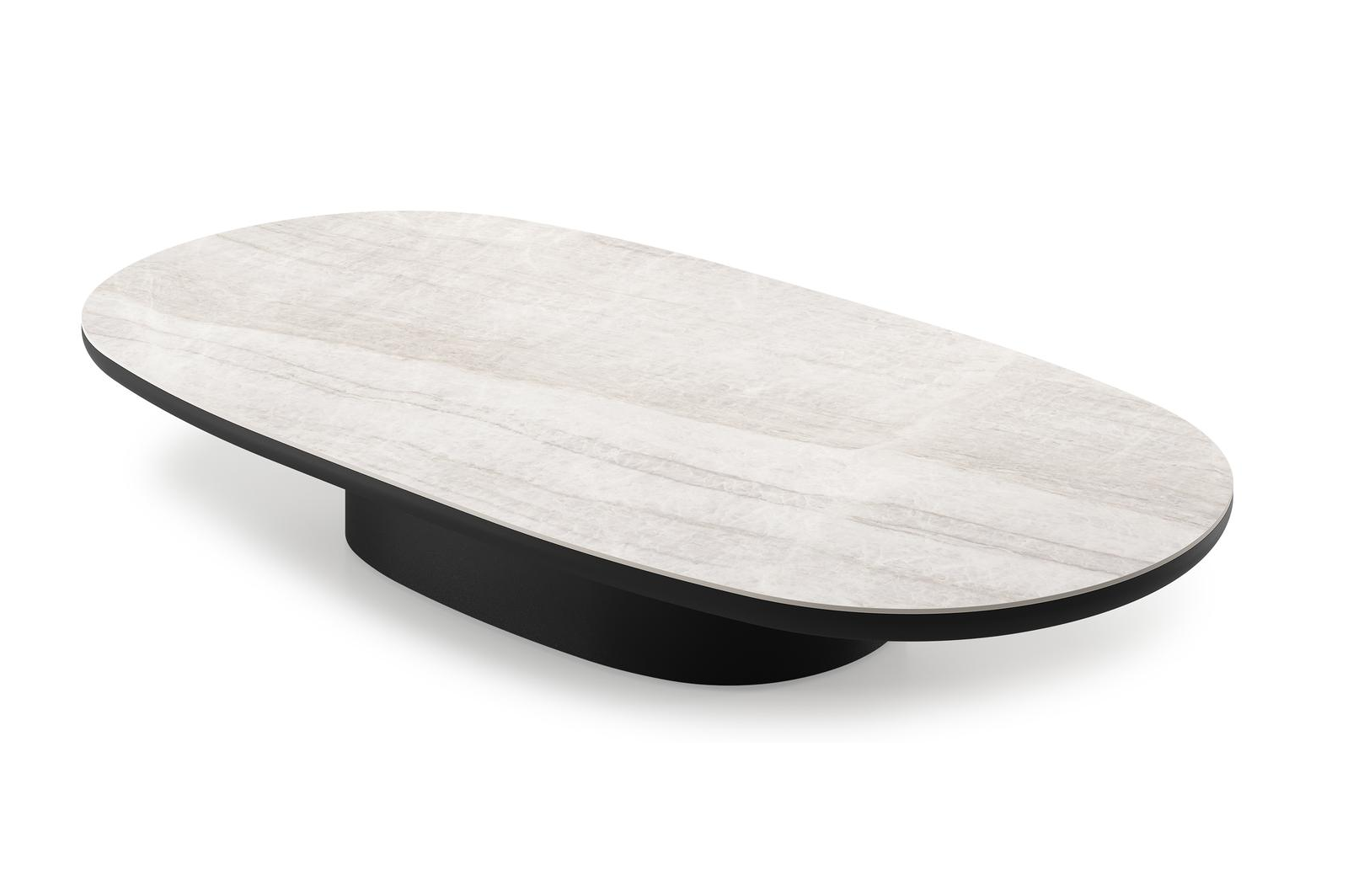 Amico loungetafel bombo in zwart aluminium en volkeramiek Taj Mahal - L 171 x B 89 x H 24 cm