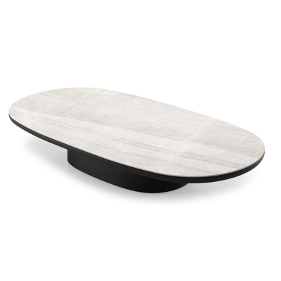 Amico loungetafel bombo in zwart aluminium en volkeramiek Taj Mahal - L 171 x B 89 x H 24 cm